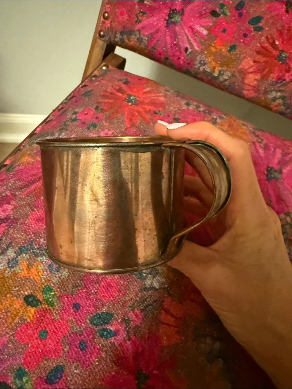 Polished Copper Cup with Handle - Shiny Warm Copper Finish